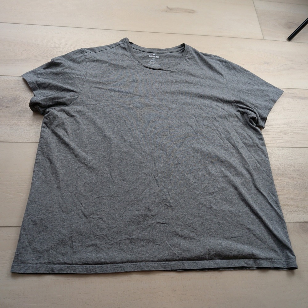 Bombas Mens 3XL Pima Cotton Short Sleeve Crewneck T-Shirt Heathered Gray